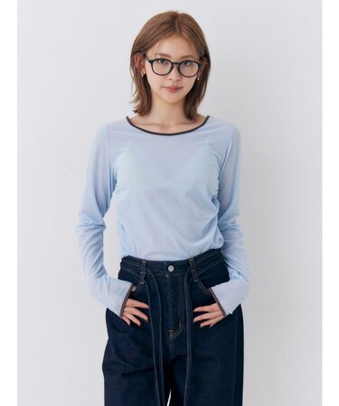バックオープンベロアロングスリーブTee