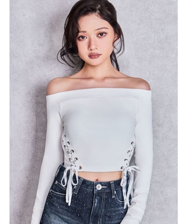 GYDAサイドレースアップショートトップス