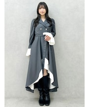 レイヤーラッフルトレンチワンピース