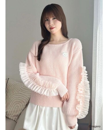 【ちいかわ/dazzlin specialcollection】フリルスリーブニットプルオーバー