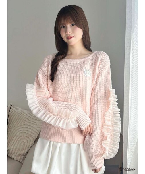 【ちいかわ/dazzlin specialcollection】フリルスリーブニットプルオーバー