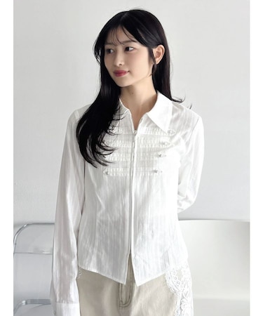 フロントジップナポレオンシャツ