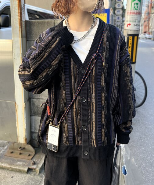 【ユニセックス】3D編みニットカーディガン