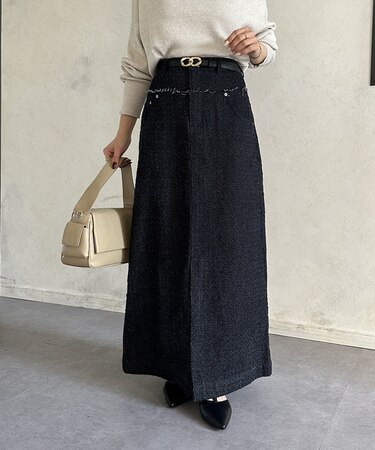ジャガードデニム切替ストレートスカート