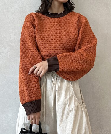 ぽこぽこスポンジ配色ニットプルオーバー