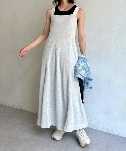 テレコフレア肩紐キャミワンピース