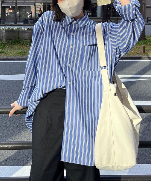 綿タッチブロードシャツ