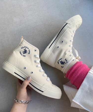 【U.S. POLO ASSN.】1ポイントロゴ刺繍ハイカットスニーカー