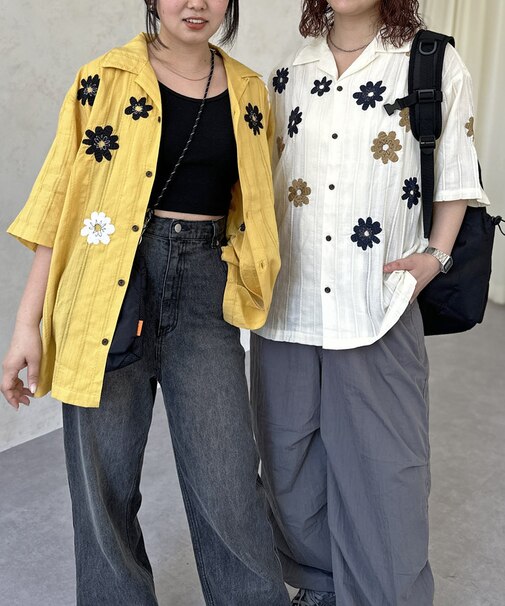 ドビーアソート刺繍開襟シャツ