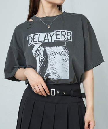 【RAY CASSIN】ダメージプリントルーズTシャツ