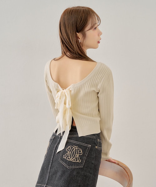 PAL GROUP OUTLET - 【ミント】【Chico】バック開きリボンニット パル PAL 【Chico】バック開きリボンニット （mintgreen