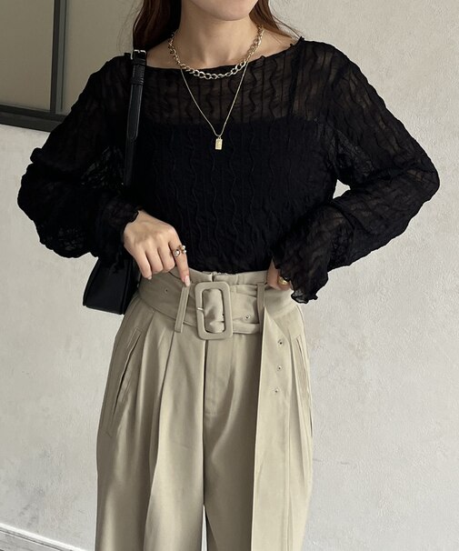 ウェーブ柄シアープルオーバー