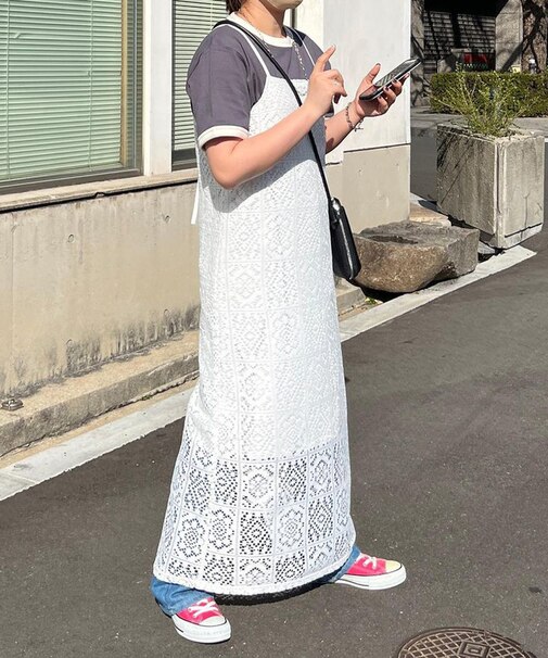 ブロックレースキャミワンピース