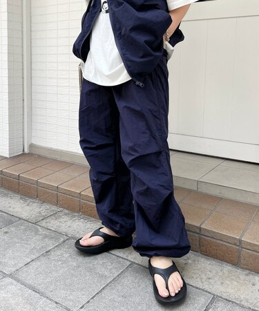 ナイロン1ポイント刺繍イージーパンツ