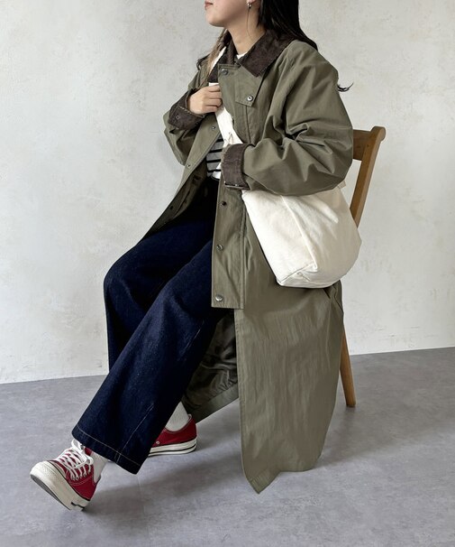 襟配色ステンカラーコート