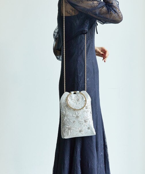 【オケージョン】リングハンドルビジューバッグ