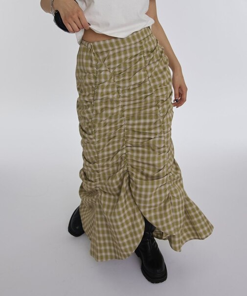 【WHO'S WHO gallery】ギャザーデザインチェックスカート