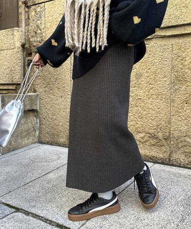 【新色追加】【高身長サイズあり】リブナロースカート