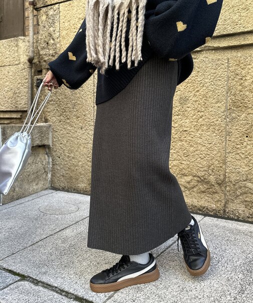 【新色追加】【高身長サイズあり】リブナロースカート