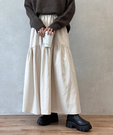 ギャザーティアードピーチスカート