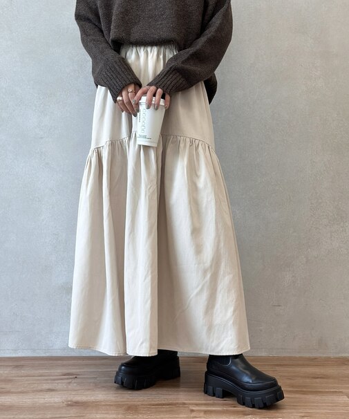 ギャザーティアードピーチスカート