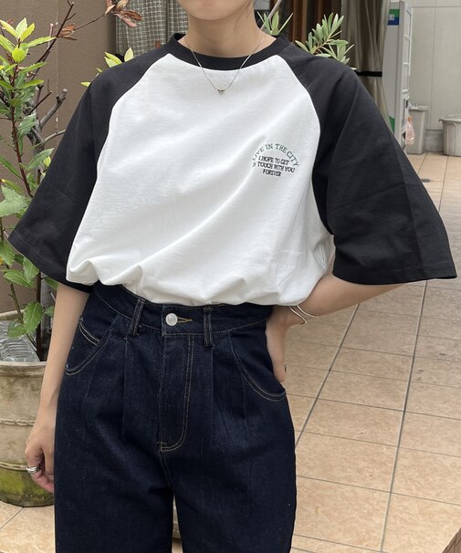 胸1ポイント刺繍ラグランT