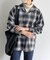 【ユニセックス】起毛オンブレチェック開襟シャツ
