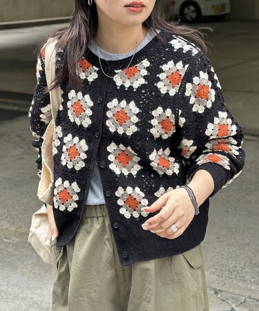 クロシェ風カーディガン