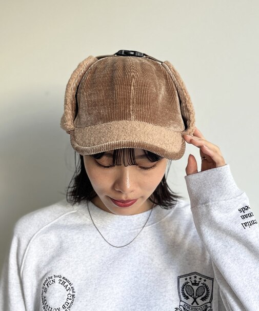 コーデュロイフライトキャップ