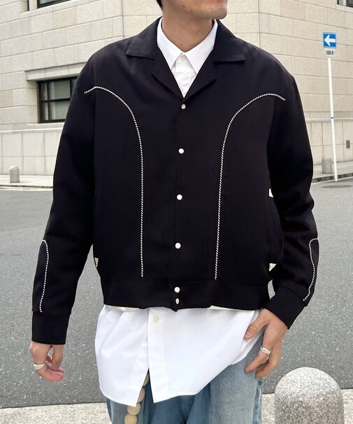 配色パイピングギャバジャケット