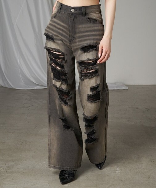 【RAY CASSIN】オーバーダイダメージデニム