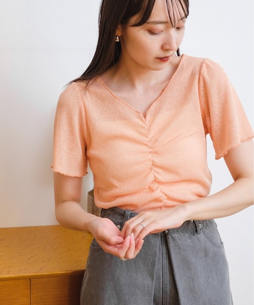 【Kastane】シャーリング半袖Tee