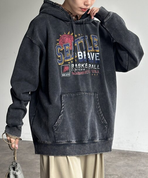 裏起毛パウダー加工パーカー