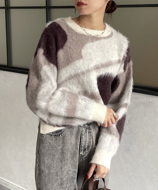 ニュアンス柄シャギーニット