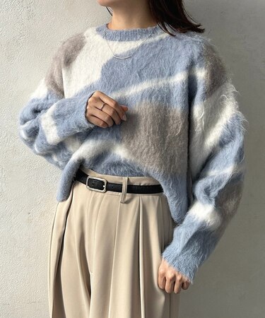 ニュアンス柄シャギーニット