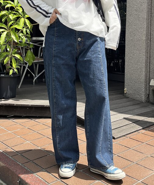 ボタンフライワイドデニム