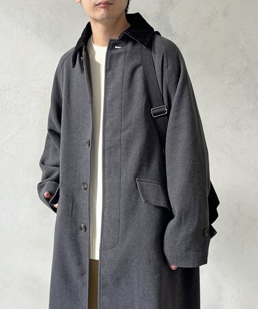襟コーデュロイバルマカンコート