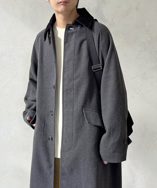 襟コーデュロイバルマカンコート