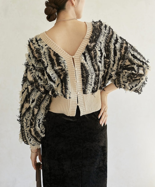 【前後2WAY】フリンジショートカーディガン