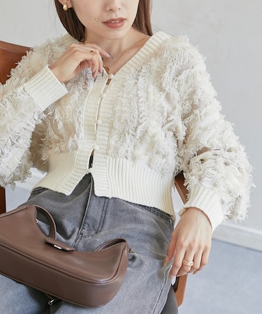 【前後2WAY】フリンジショートカーディガン