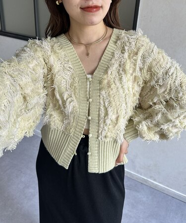 【前後2WAY】フリンジショートカーディガン