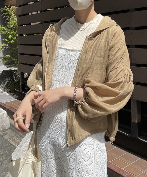 微シワフード付きシアーブルゾン