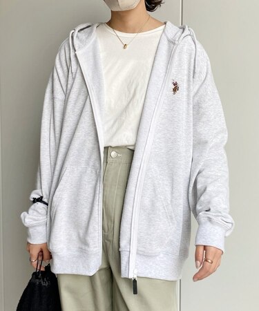 WEB限定【U.S. POLO ASSN.】1ポイント刺繍裏毛フルジップパーカー