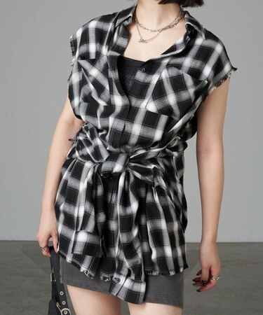 【RAY CASSIN】ノースリチェックリメイクチュニック