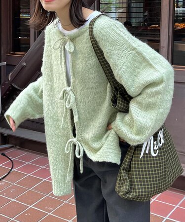 シャギーリボンニットカーディガン