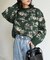 ぼかし花柄シャギーニット