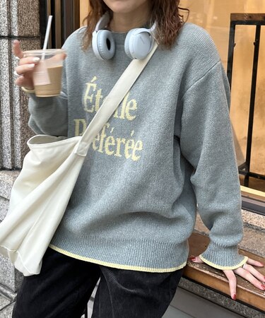 インターシャミニモールロゴニット