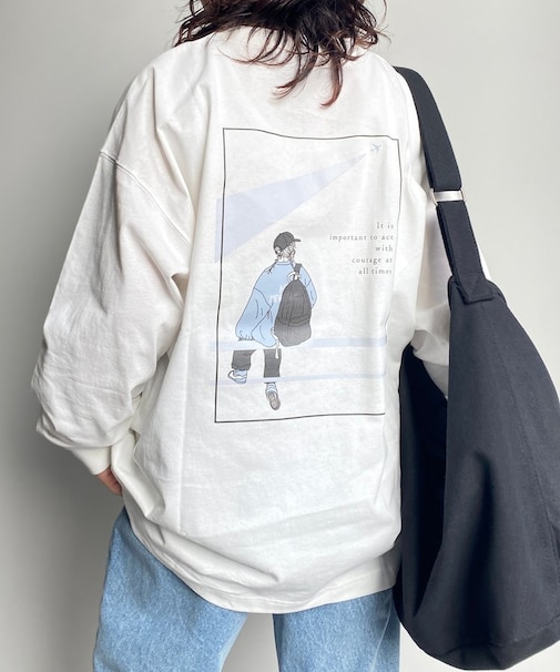 【ユニセックス】バックプリントロンT