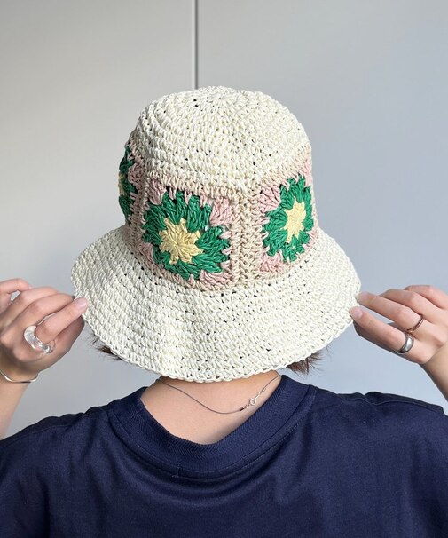 花刺繍クロシェバケットハット