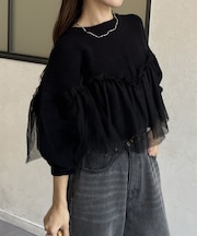 チュールビスチェドッキングニット